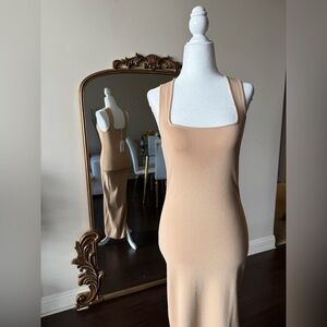 Vici Tan Sheath Maxi Dress Square Neck Sleeveless